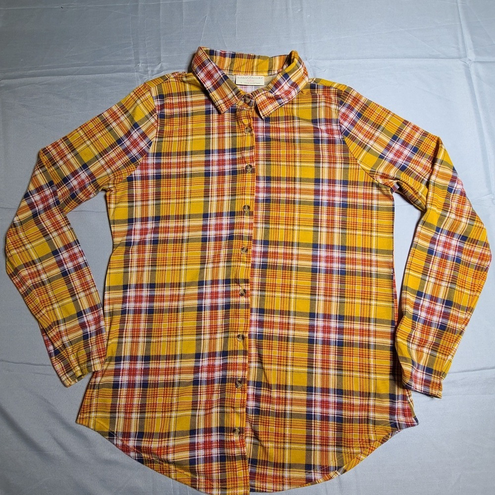 Bobbie Brooks Flannel Shirt Womens Large Long Sleeve Button Up Light Top Boho